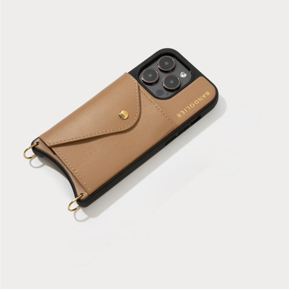 Bandolier Maya Leather Phone Case in Tan/Gold for iPhone 15 Pro